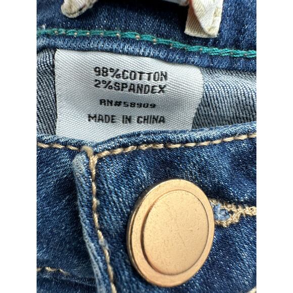 GB Womens Denim Fringe Hem Skinny Jeans Size 9 Festival Mid Rise Cropped Boho - Picture 7 of 9